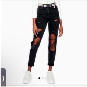 Topshop Black Distressed Jeans